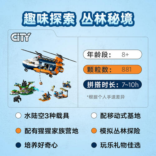 LEGO City Jungle Explorer Helicopter at Base Camp 60437
