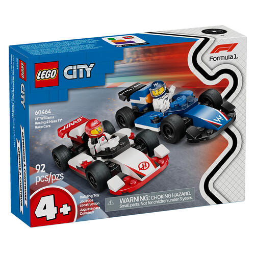 LEGO乐高 城市系列 60464 F1 威廉姆斯车队与哈斯车队赛车 