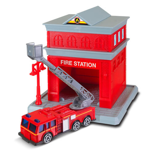 Speed City Metro Town Play Set With Vehicle - Fire Station