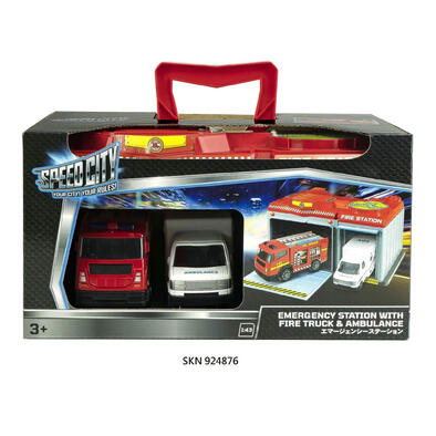 Speed City Emergency Station with Fire Truck & Ambulance