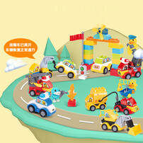 B.Duck小黄鸭 积木工程车-110颗粒