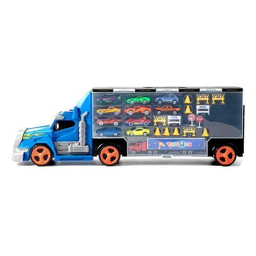 Speed City Stunt Transporter with 11 vehicles Blue
