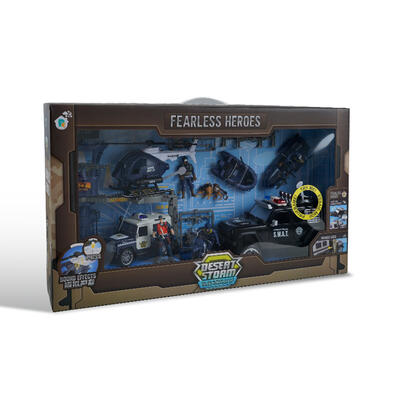 皮恩希 警察套装配模型飞机 滑行车带灯光声音 