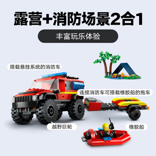 LEGO City 60412 4X4 Fire Truck With Rescue Boat