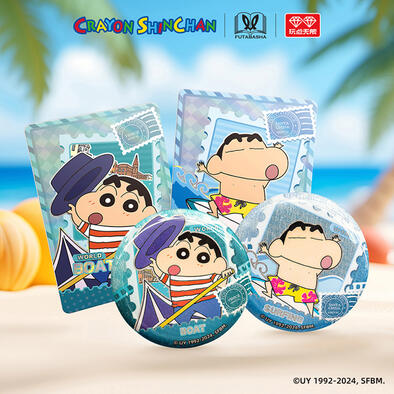 玩点无限 蜡笔小新环球旅行系列马口铁徽章 - 随机发货