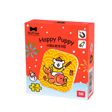 TOI图益-冰箱贴徽章拼图-线条小狗新年款 - 随机发货