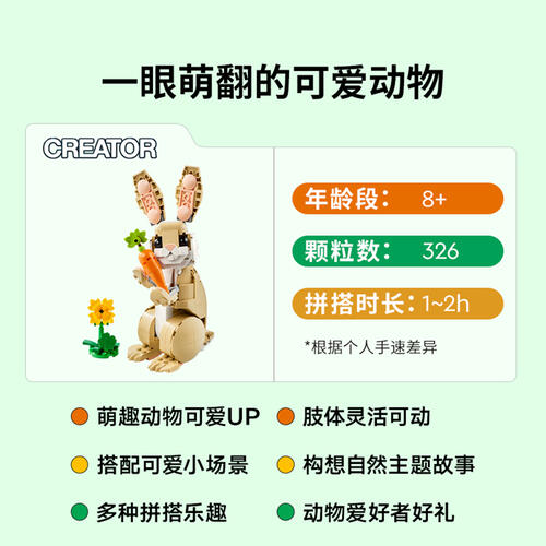 LEGO乐高 创意百变系列 31162 可爱的兔子