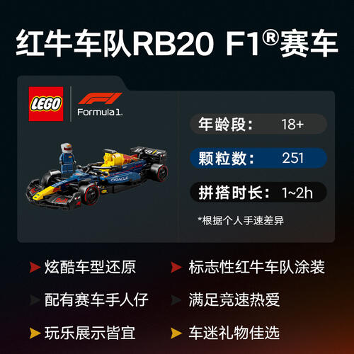 LEGO乐高 超级赛车系列 77243 红牛车队 RB20 F1