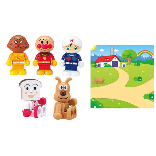 Anpanman Block To Isshoni Asoberu! Anpanman & Fellows Block Doll Set