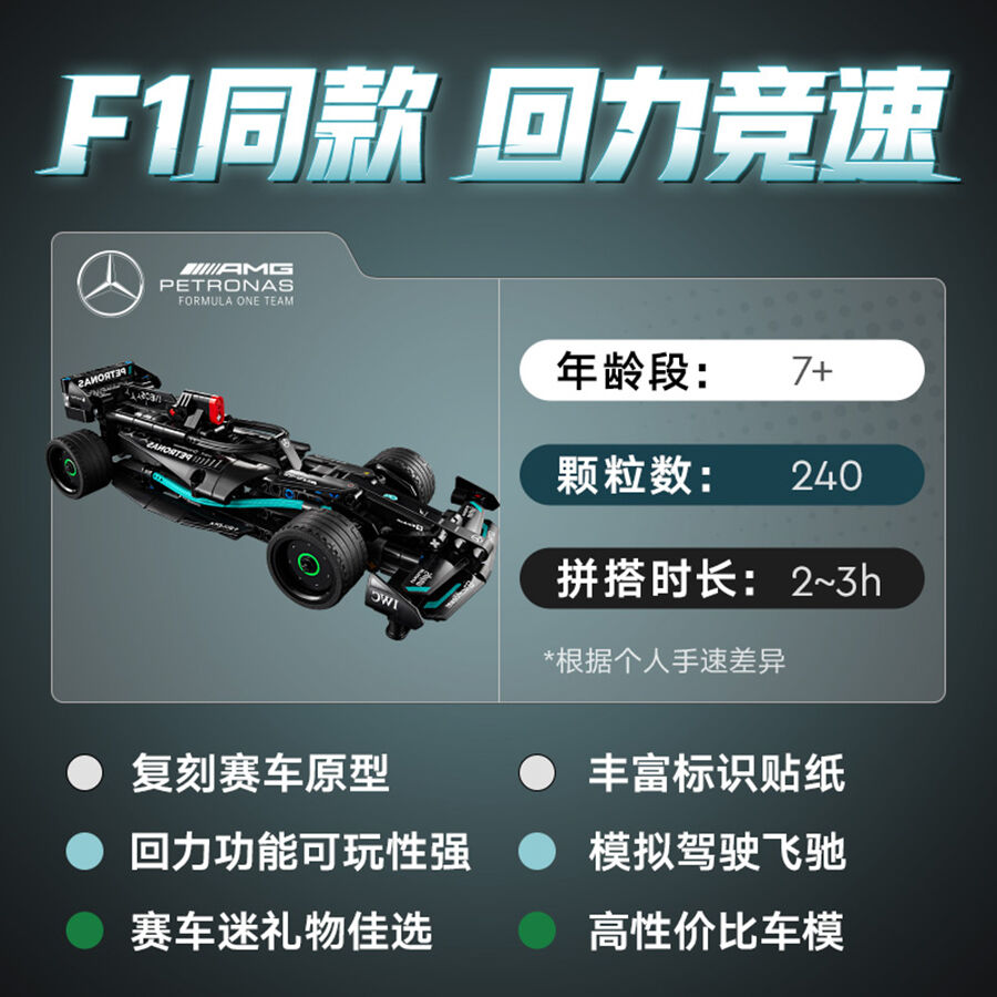 LEGO乐高机械组系列42165 Mercedes-AMG F1 W14 E Performance回力赛车