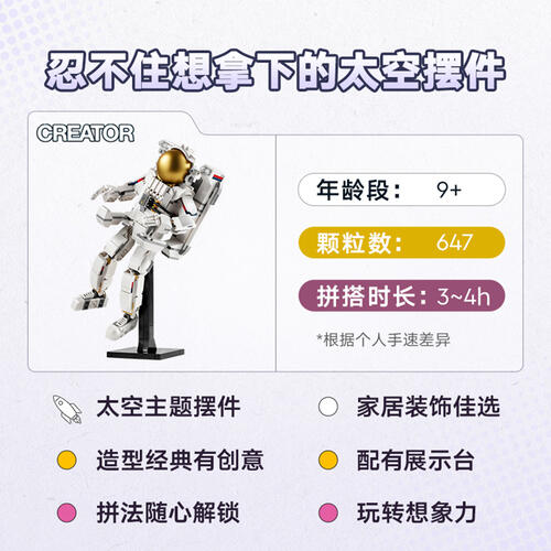 LEGO乐高 创意百变系列 31152 太空宇航员