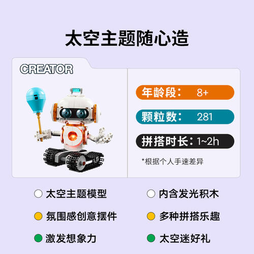 LEGO乐高 创意百变系列 31164 太空机器人
