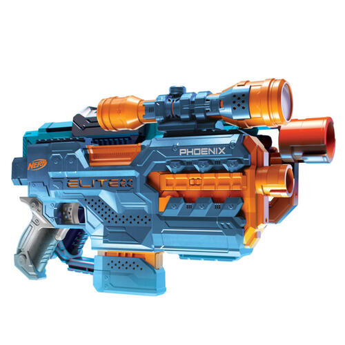 Nerf Elite 2.0 Phoenix CS-6 Motorised Blaster, 12 Official Nerf Darts,  Scope, Clip, Built-in Customising Capabilities