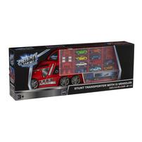 Speed City Stunt Transporter Truck With 11 Vehicles